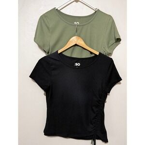 SO Brand  Kohl's Pair Medium Women's Ridged Tshirts in Black and Green